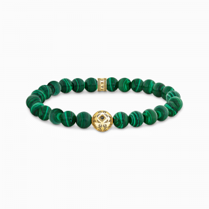 Thomas Sabo Sterling Silver Beads-Armband aus grünen Steinen vergoldet A2145-140-6 in Ravensburg