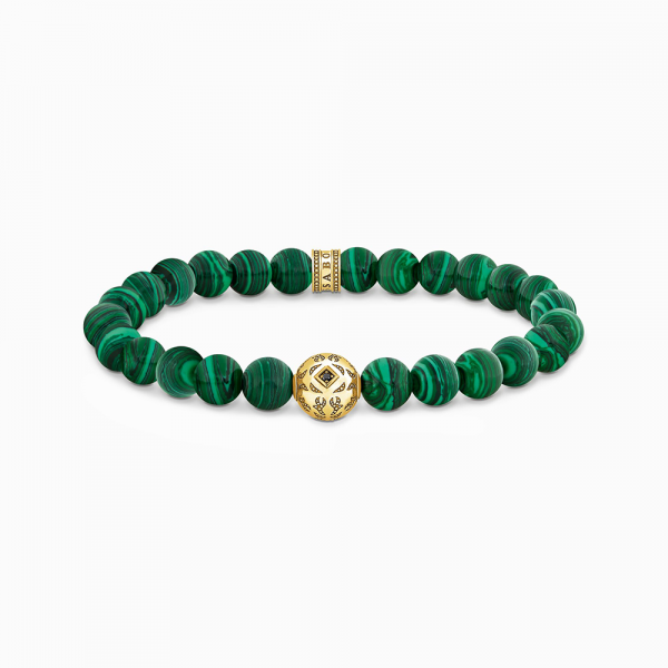 Thomas Sabo Sterling Silver Beads-Armband aus grünen Steinen vergoldet A2145-140-6 in Ravensburg