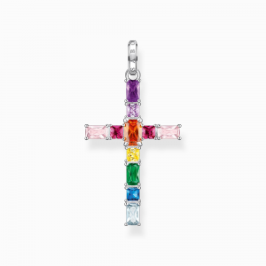 Thomas Sabo Rainbow Heritage Anhänger Kreuz mit bunten Steinen Silber PE939-073-7 in Ravensburg