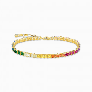 Thomas Sabo Rainbow Heritage Tennisarmband mit bunten Steinen vergoldet A2029-996-7 in Ravensburg