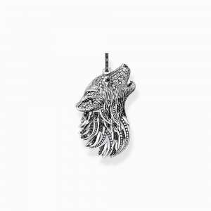 Thomas Sabo Sterling Silver Anhänger Wolf Profil mit Steinen Silber geschwärzt PE966-643-21 in Ravensburg