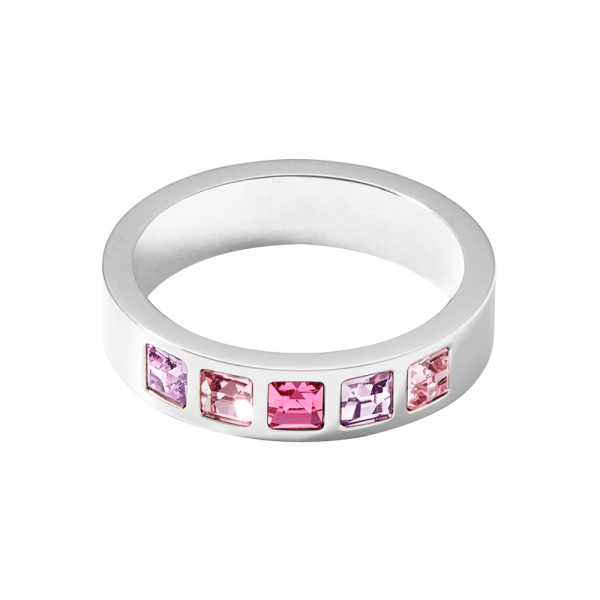 Coeur de Lion Ring Edelstahl silber & square Kristalle Pavé multi-rosa 0130401917 in Ravensburg