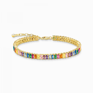 Thomas Sabo Rainbow Heritage Tennisarmband mit bunten Steinen vergoldet A2030-996-7 in Ravensburg