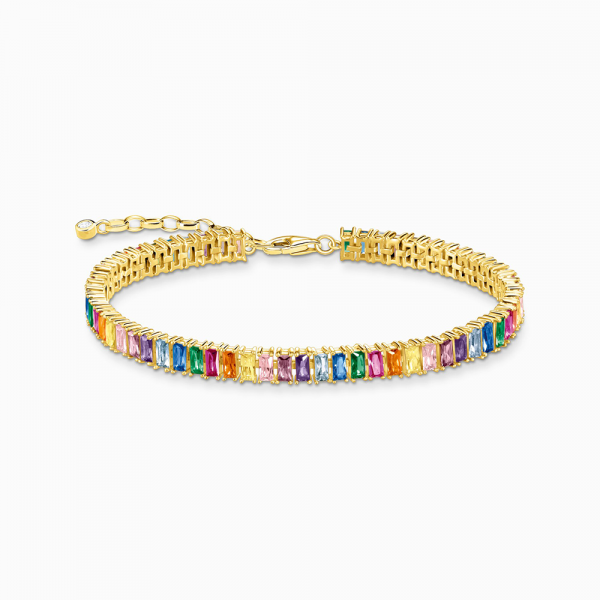 Thomas Sabo Rainbow Heritage Tennisarmband mit bunten Steinen vergoldet A2030-996-7 in Ravensburg