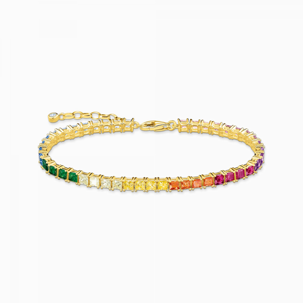 Thomas Sabo Rainbow Heritage Tennisarmband mit bunten Steinen vergoldet A2029-996-7 in Ravensburg