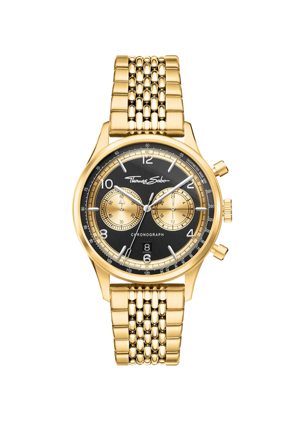 Thomas Sabo Rebel at Heart Herrenuhr Rebel at Heart Chronograph gold schwarz WA0376-264-203 in Ravensburg