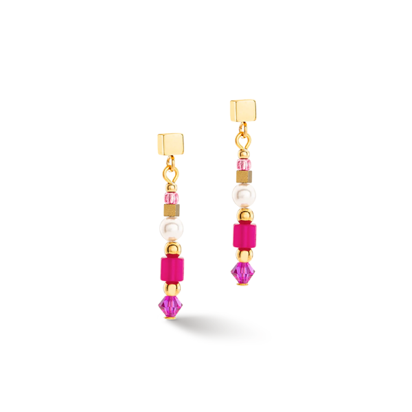 Coeur de Lion Ohrringe Square Stripes gold-magenta 4355210416 in Ravensburg