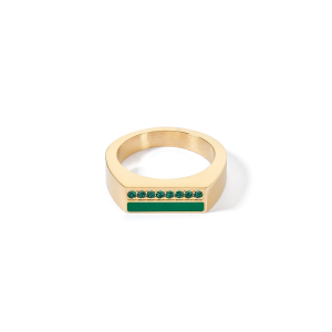Coeur de Lion Ring Square Stripes gold-grün 013340054952 in Ravensburg