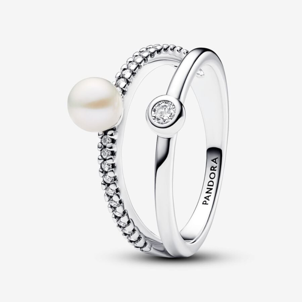 Pandora Timeless Behandelte Süßwasserzuchtperle & Pavé Doppelband-Ring 193147C01 in Ravensburg