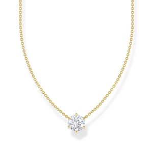Thomas Sabo Essentials Kette mit weißem Zirkonia-Anhänger vergoldet KE2210-414-14 in Ravensburg
