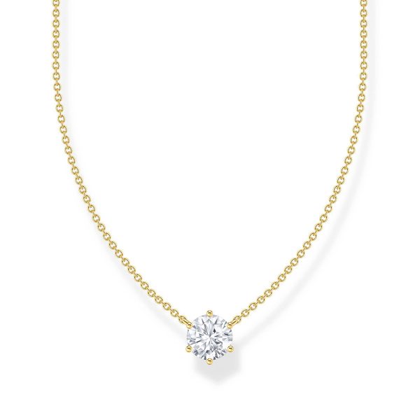 Thomas Sabo Essentials Kette mit weißem Zirkonia-Anhänger vergoldet KE2210-414-14 in Ravensburg