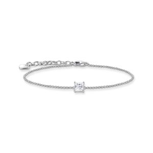 Thomas Sabo Essentials Armband mit quadratischem Stein-Anhänger in Weiß Silber A2158-051-14 in Ravensburg