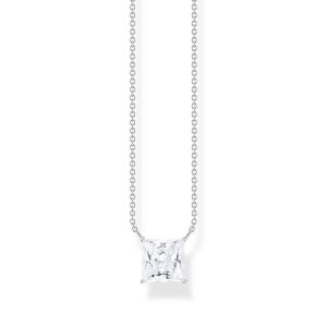 Thomas Sabo Essentials Kette mit quadratischem Stein-Anhänger in Weiß Silber KE2212-051-14 in Ravensburg