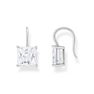 Thomas Sabo Essentials Ohrhänger mit quadratischem Stein-Anhänger in Weiß Silber H2289-051-14 in Ravensburg