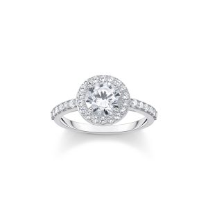 Thomas Sabo Essentials Halo-Ring mit weißem Stein im Brillantschliff Silber TR2475-051-14 in Ravensburg