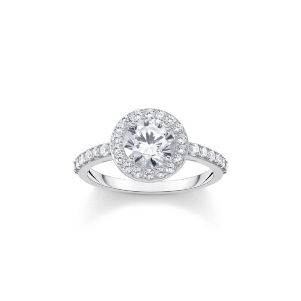 Thomas Sabo Essentials Halo-Ring mit weißem Stein im Brillantschliff Silber TR2475-051-14 in Ravensburg