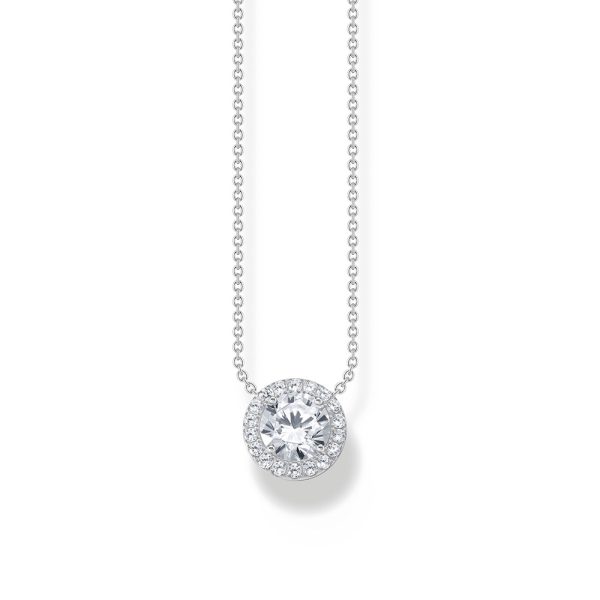 Thomas Sabo Essentials Kette mit Halo-Anhänger und weißen Steinen Silber KE2279-051-14 in Ravensburg