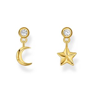 Thomas Sabo Essentials Ohrstecker mit Mond- und Stern-Anhänger und weißen Steinen vergoldet H2293-414-14 in Ravensburg
