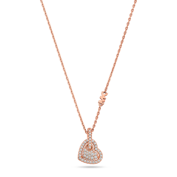Michael Kors Halskette aus Sterlingsilber mit Edelmetallbeschichtung und Pavé-Herzanhänger MKC1747CZ in Ravensburg