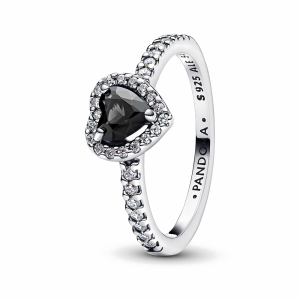 Pandora Erhabenes schwarzes Herz Ring 198421C04 in Ravensburg