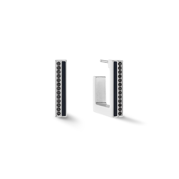 Coeur de Lion Ohrringe Creole Square Stripes 20 silber - schwarz 0133211317 in Ravensburg