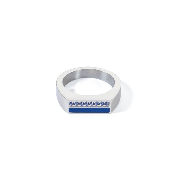 Coeur de Lion Ring Square Stripes silber-blau 013340071752 in Ravensburg