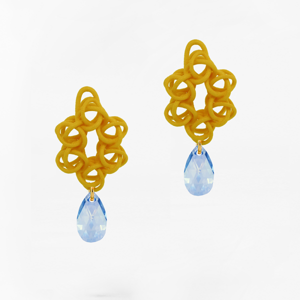 FABNORA Fabnora Cosmos Ohrring-Anhänger klein Mustard Yellow / Light Sapphire FC8PE-SSMY in Ravensburg