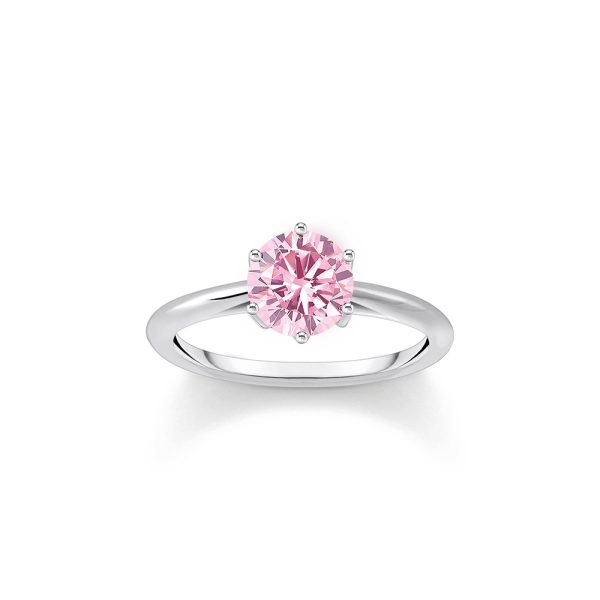 Thomas Sabo Essentials Ring mit pinkfarbenem Stein im Brillantschliff Silber TR2474-051-9 in Ravensburg